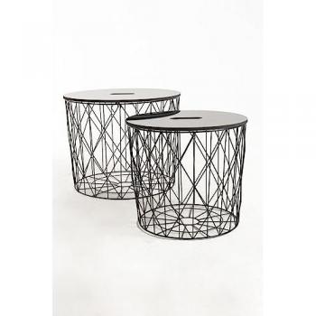Set de 2 Mesas Auxiliares Lowel - Color Negro