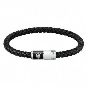 Maserati Jewels Men's Bracelet - Recycled Leather and Stainless Steel with Enamel - JM222AVE07