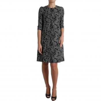 Dolce & Gabbana Black Chevron Polyester Shift Mini Dress - IT40|S