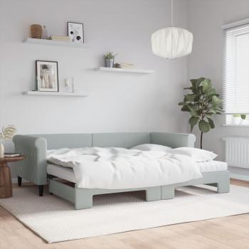 Colchón de sofá cama extraíble gris claro 90x200 cm terciopelo
