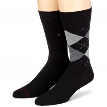 Tommy Hilfiger Th Men Sock Check 2P - Calcetines opacas para hombre, pack de 2, talla 43-44, color Negro 200