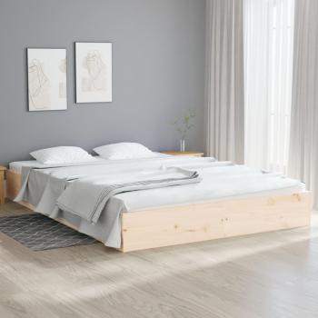 Estructura de cama King Size madera maciza 150x200 cm color marrón vidaXL