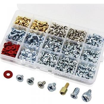 HSeaMall 620pcs Tornillo de computadora Reparación de bricolaje Philips Kit de surtido de tornillos de cabeza plana para disco duro Caja de computadora Placa base Ventilador Gráficos de potencia