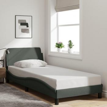 Cama solar sin colchón de Tela Gris oscuro 90x190 cm - Estructura de cama con cabecero de tela gris oscuro 90x190 cm Vidaxl Gris