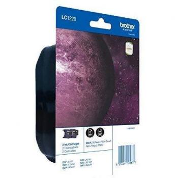 Cartucho de Tinta Original Brother LC-1220BKBP2, Pack Doble, Negro, 600 Páginas