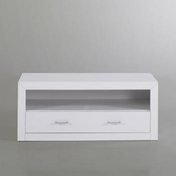 Mesa de Televisión Kalpe - Pino Macizo y MDF Lacado Blanco (50x120x50 cm)