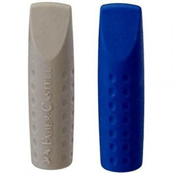 Goma de borrar Faber-Castell Grip 2001 - Capuchón, paquete de 2 colores (Rojo y Azul)