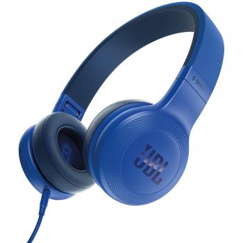 JBL E35 - Auriculares Supraaurales en el Diseño Plegables con Universal de 1 Botones de Mando a Distancia y Micrófono extraíble Cable, Azul