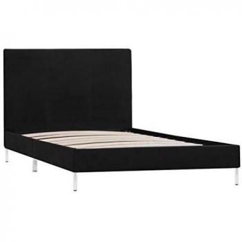 vidaXL Cama tapizada clásica de Tela, Cama de Matrimonio, Cama Individual, Estructura de Cama, somier, Cama de Dormitorio, Color Negro, Tela 90 x 200 cm