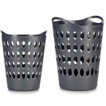 TU TENDENCIA ÚNICA Cesto redondo de Plástico para Ropa Sucia. 50 Litros de Capacidad. Lleva Asas. Cesto para la Colada