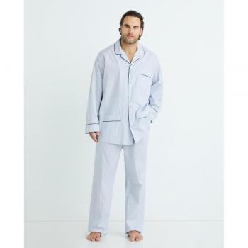 Pijama hombre Emidio Tucci tela rayas anchas y estrechas con acabado silky finish y piping tallas grandes