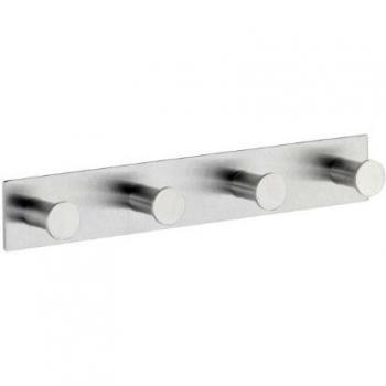 WENKO Colgadores murales Celano Quadro - 4 ganchos, Acero inoxidable, 25.5 x 4 x 3.3 cm, Mate