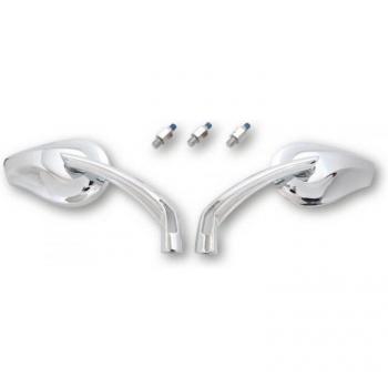 HIGHSIDER Mirror PHOENIX 2 - Plata, retrovisor de moto con diseño moderno, fabricado en aluminio de alta calidad, acabado en color plata, ajuste universal para la mayoría de las motocicletas, incluye soporte y torniller