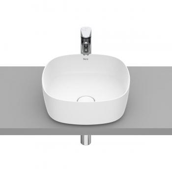 Lavabo sobre encimera Soft Inspira Roca, fineceramic® blanco mate, medidas 370 x 370 x 140 mm
