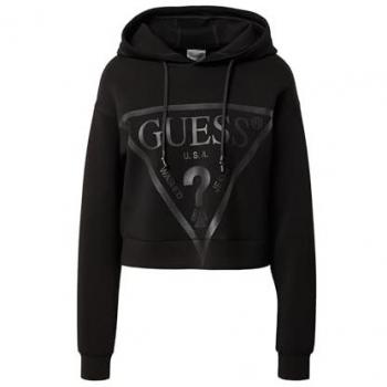 Sudadera de Scuba con Logo Frontal Guess para Mujer, Ajuste Regular, Color Negro, Talla XS