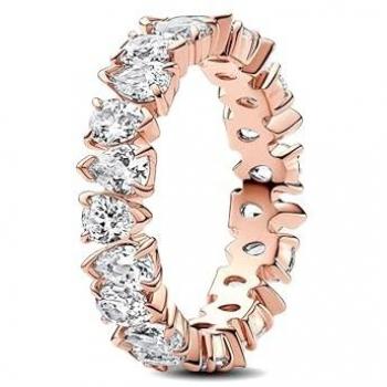 Anillo de Eternidad Brillante Alterno en Oro Rosa 14k con Circonitas Cúbicas - Talla 48