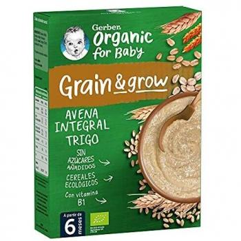 Gerber Organic Cereales para Bebés, de Avena Integral y Trigo, 250g
