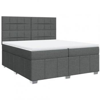 Cama box spring con colchón de muelles gris oscuro 200x200 cm tela