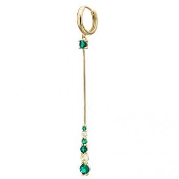 Pendiente Piercing Aro Serpentine de Plata 925 Bañado en Oro 18K con Circonitas y Cierre Clic para Mujer