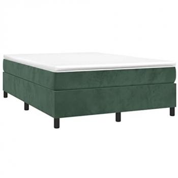 Cama box spring con colchón terciopelo verde oscuro 140x200 cm