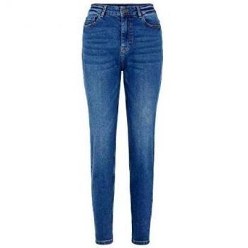 Pieces Kesia Women's High Waist Ankle Jeans Dark Blue Denim