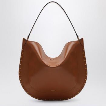 Isabel Marant Women's Oskan Soft Cognac-Coloured Hobo Bag with Studs in Brown | 24EPP0200FAB2C02M, Size: ONE SIZE