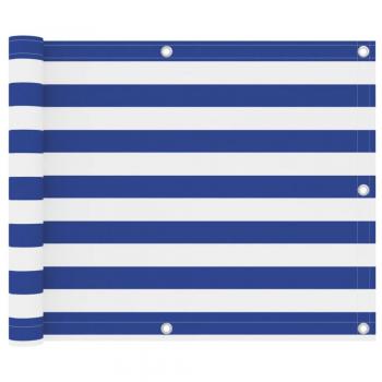 Toldo para balcón de tela oxford blanco y azul 75x300 cm