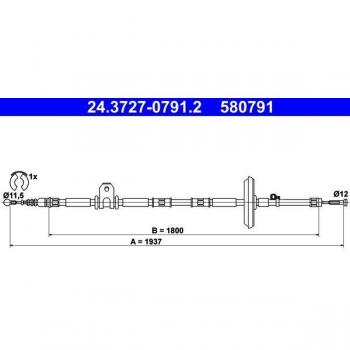 Cable de freno de mano ATE 24.3727-0791.2