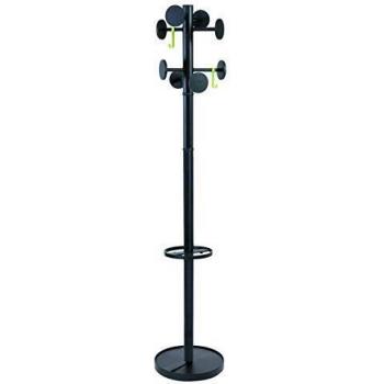 ALBA Perchero 8 Ganchos, Acero, Negro, 176x36x36 cm