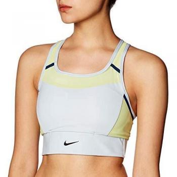 NIKE Swoosh Sports Bra, Aura/Limelight/Azul Valeriana/Negro, S Womens