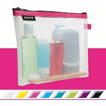 Neceser de Viaje Leitz WOW, Transparente/Rosa, Resistente al Agua, 24 x 17 x 3 cm
