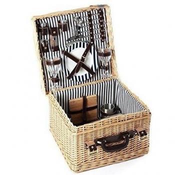 Greenfield Collection Clarendon Cesta de Picnic en Mimbre, para 2 Personas, Color marrón, Sauce, 41.00x41.00x28.00 cm