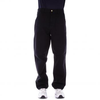 Carhartt WIP Single Knee Pant, Black, Straight Trousers, Male, Size: W34, Black Trousers with Logo Detail