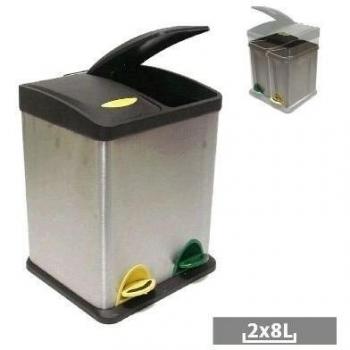 PAPELERA RECICLAJE PEDAL 2X8L 31X38X32 CM