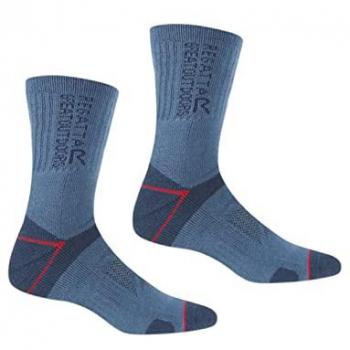 Calcetines Regatta Blister Protection II Antibacterianos para Senderismo - Azul Marino y Rojo Oscuro, Talla UK 9-12