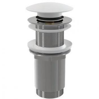 Válvula Push-to-Open de lavabo de 5/4' sin rebosadero Alcaplast A395B, Válvula de desagüe con tapón redondo grande Click/Clack PERFECTO A395, color blanco