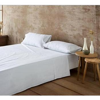 LEBENGOOD, Juego de Sabanas Cama Blancas Cómodas, Suaves, Bajera Ajustable, Encimera y Funda de Almohada 50% Algodón 50% Poliester Oeko-Tex® 144 Hilos, Facil Planchado