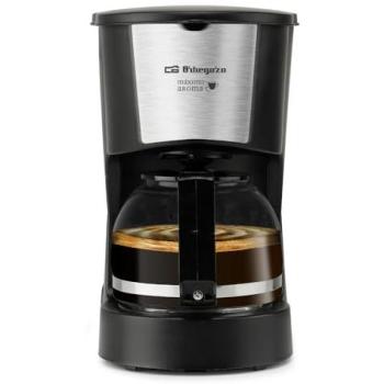 Cafetera de Goteo Orbegozo CG 4206, 6 Tazas, 600W, Filtro Permanente Extraíble, Negro e Inox