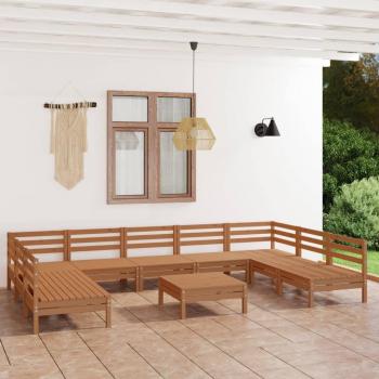Juego de muebles de jardín 10 piezas madera maciza pino marrón miel