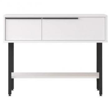 Consola con Espejo Rebecca Mobili Dudhal 76x100x29,5 Tablero de Partículas Hierro Blanco Gris Oscuro Moderna