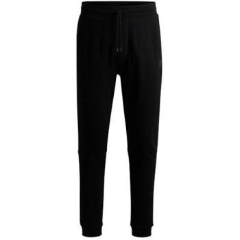 BOSS ORANGE Sestart Men's Black Cotton-Terry Sweatpants with Logo Patch - Size M