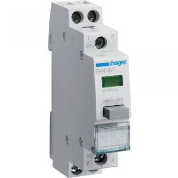 Hager SVN461 16A Push Button Switch with Green LED Indicator for 12/48V AC