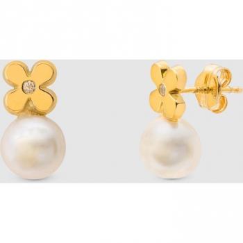 Pendientes de niña El Corte Inglés de oro con perlas naturales y diseño elegante