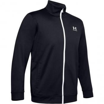 Under Armour Men's Sportstyle Tricot Jacket, Black, Size Medium, Comfortable and warm fleece, quick-drying running jacket with loose fit