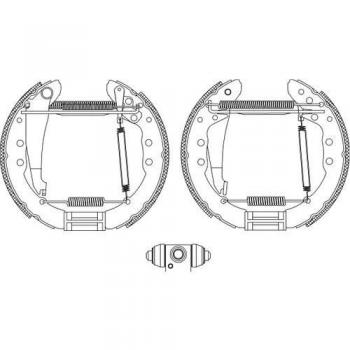 Kit de frenos de tambor HELLA 8DB 355 005-201 con cilindro de rueda y elemento de ajuste para VOLKSWAGEN GOLF 3, Caddy 2, compatible con sistemas Teves para AUDI