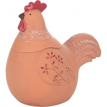 Figura Gallina Decoración Jarrón y Portavelas Marrón - 25x17x25 cm