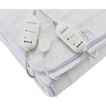 Manta eléctrica de poliéster 150x80 cm con interruptor y 3 niveles de temperatura, 60W - Blanca
