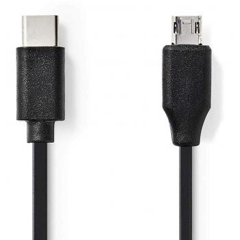 Cable USB 2.0 Tipo C Macho - Micro B Macho - 1,0 m - Negro