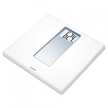 Beurer PS160 - Báscula de baño, báscula con pantalla LCD dígitos grandes de 4.7 cm, capacidad 180 KG, diseño retro en color blanco