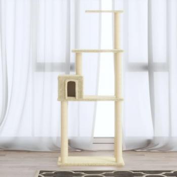 Árbol para gatos con postes de sisal crema 147 cm